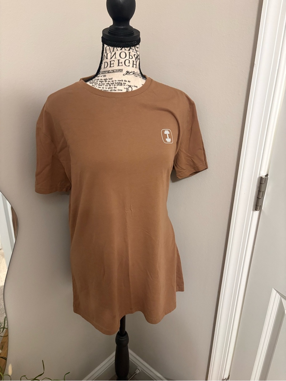 Classic Crewneck Tee in Warm Brown with Subtle Logo